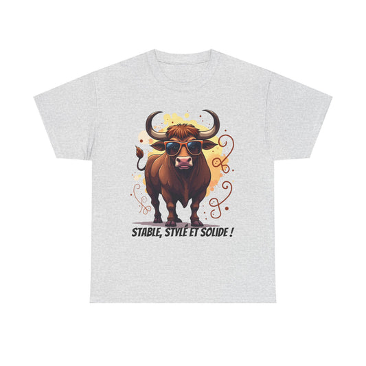 T-shirt Taureau Stable, Stylé et Solide  Cadeau zodiaque streetwear original