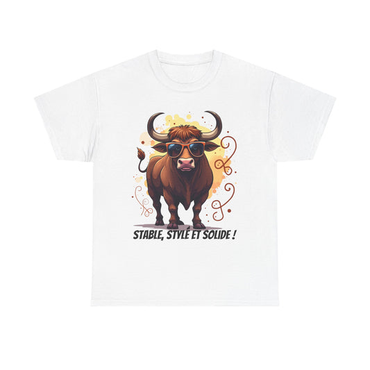 T-shirt Taureau Stable, Stylé et Solide  Cadeau zodiaque streetwear original